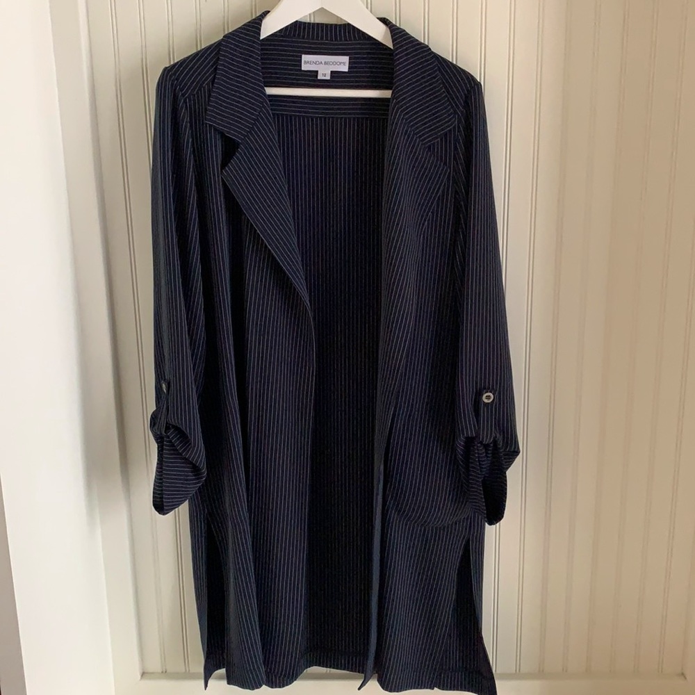 Brenda Beddome Navy Pinstripe Blazer with belt